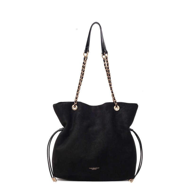 Women's Minimalist Drawstring Chain Bucket - Korean Inspired Fall Fashion