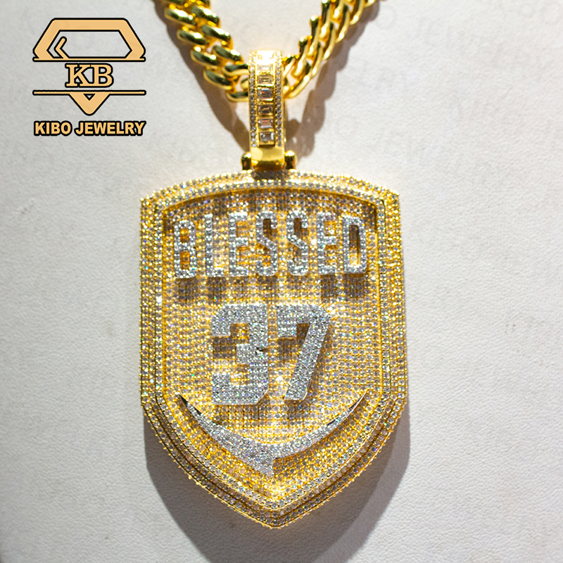 Custom Hip Hop Pendant 925 Sterling Silver Pendants VVS Moissanite Diamond Ice Out Enamel Letter Name Shield Pendant