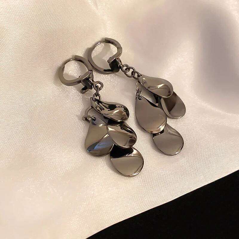 ZAKOL Fashion Water Drop Metal Plate Tassel Earrings For Women INS Style Long Dangle Earring Party Jewelry