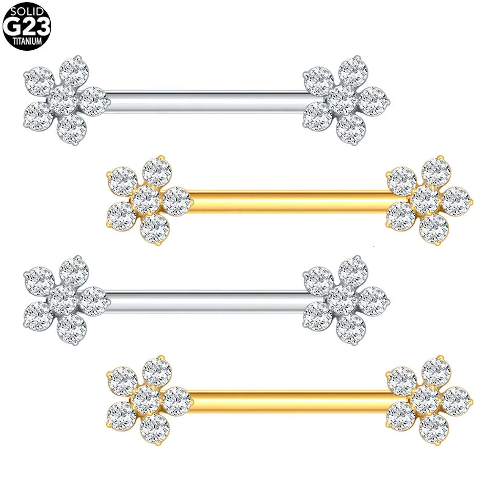1/5PCS Zircon Flower Nipple Piercing CZ Sexy Nipple Shield Ring Nails Barbell Body Piercing Jewelry Chest Decor 14G 251224