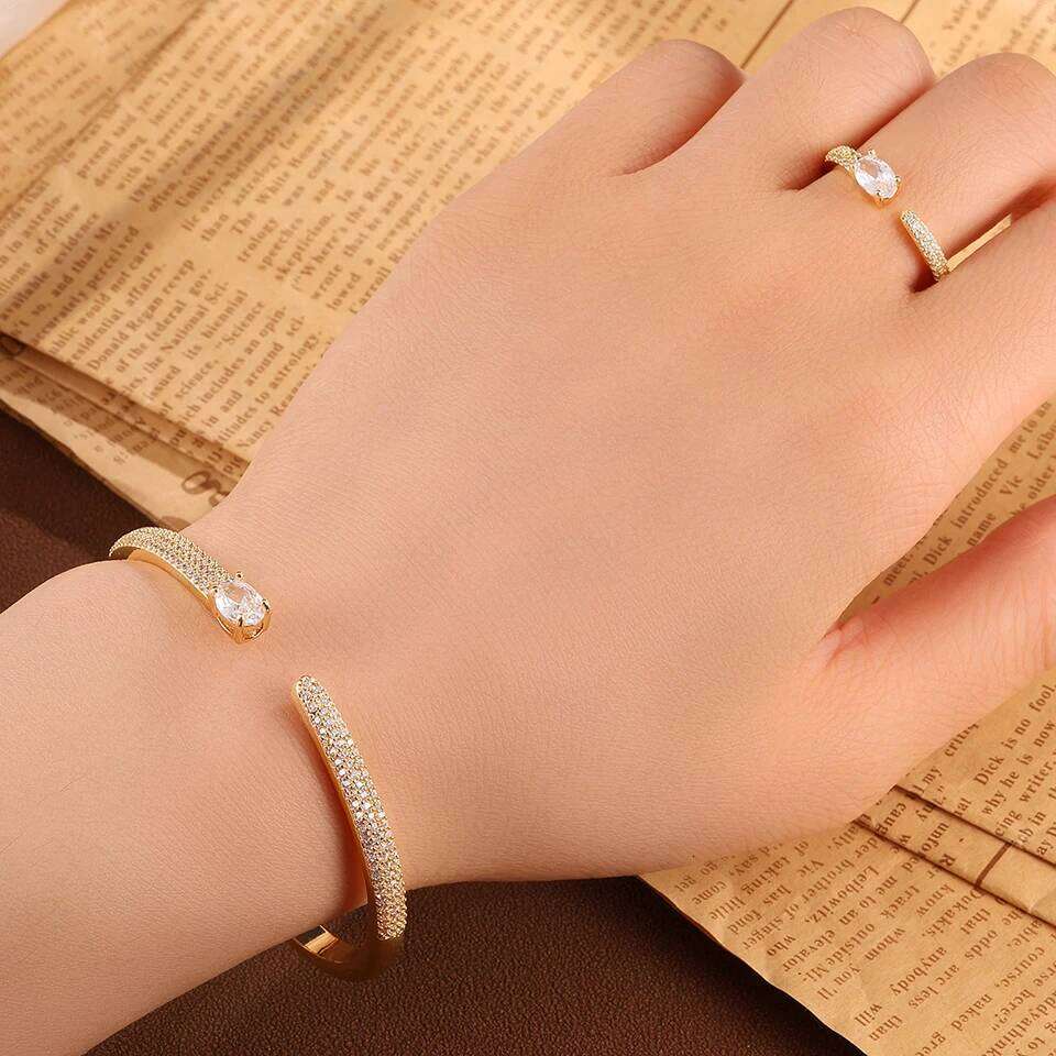 ZAKOL New Original Design Large Zircon Inlaid Open Bracelet Ring Trendy Fashion Valentine's Day Jewelry Gifts