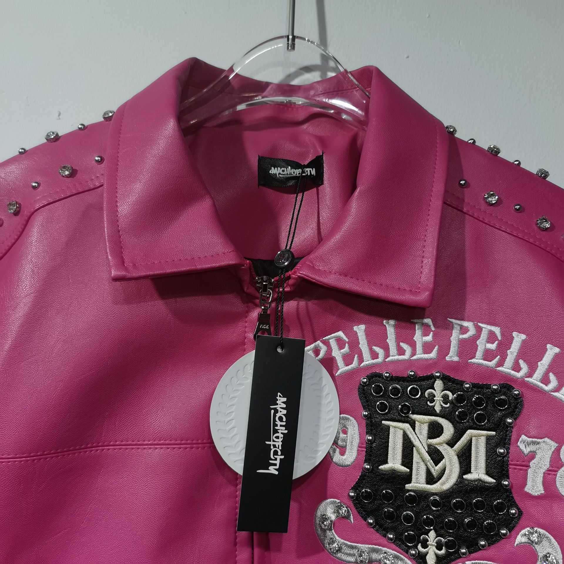 Men's Jackets High-quality PP Genuine Air Force Pilot Women's Black Blue Purple And Pink Genuine Leather Embroidered Diamond Short Pink Jack