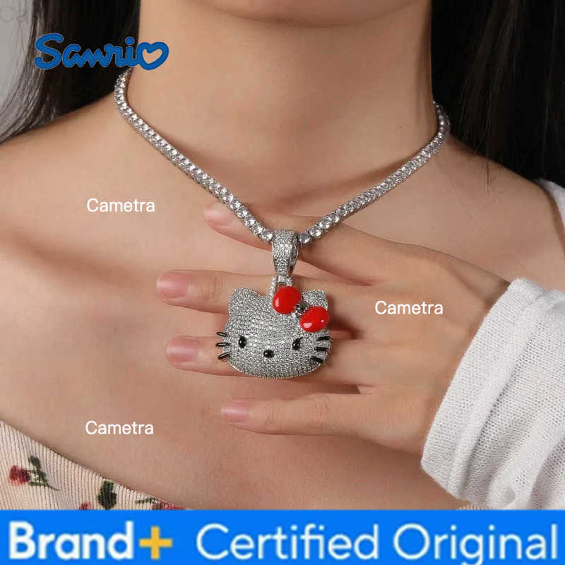 Sanrio Hello Kitty womens necklace diamond animation peripheral cute cat peripheral zircon pendant necklace Halloween birthday gift H251229
