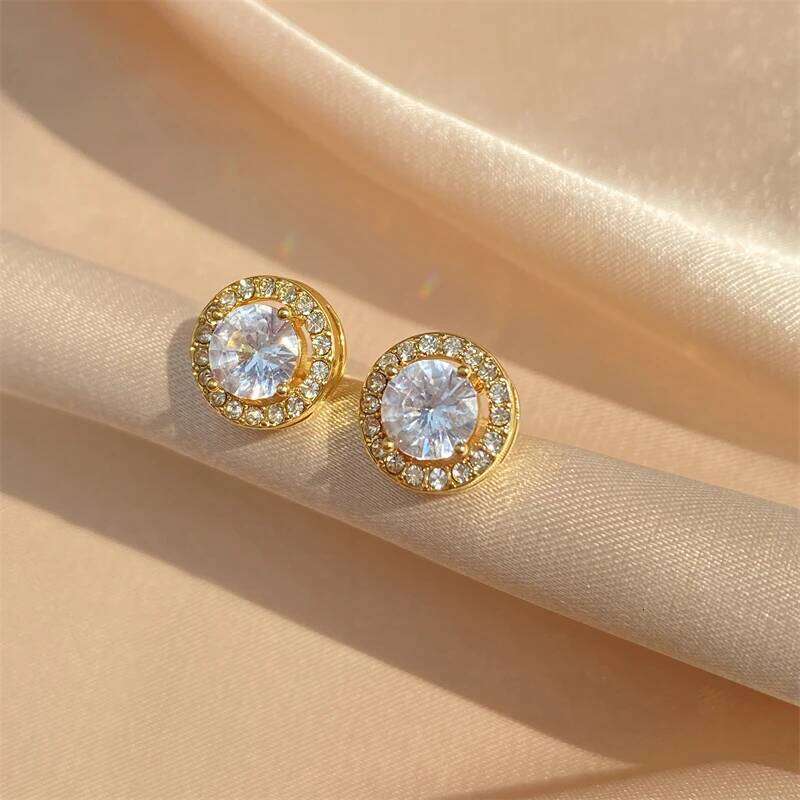 ZAKOL Simple White Color Small Stud Earrings For Women Wedding Elegant AAA Zircon Crystal Round Jewelry