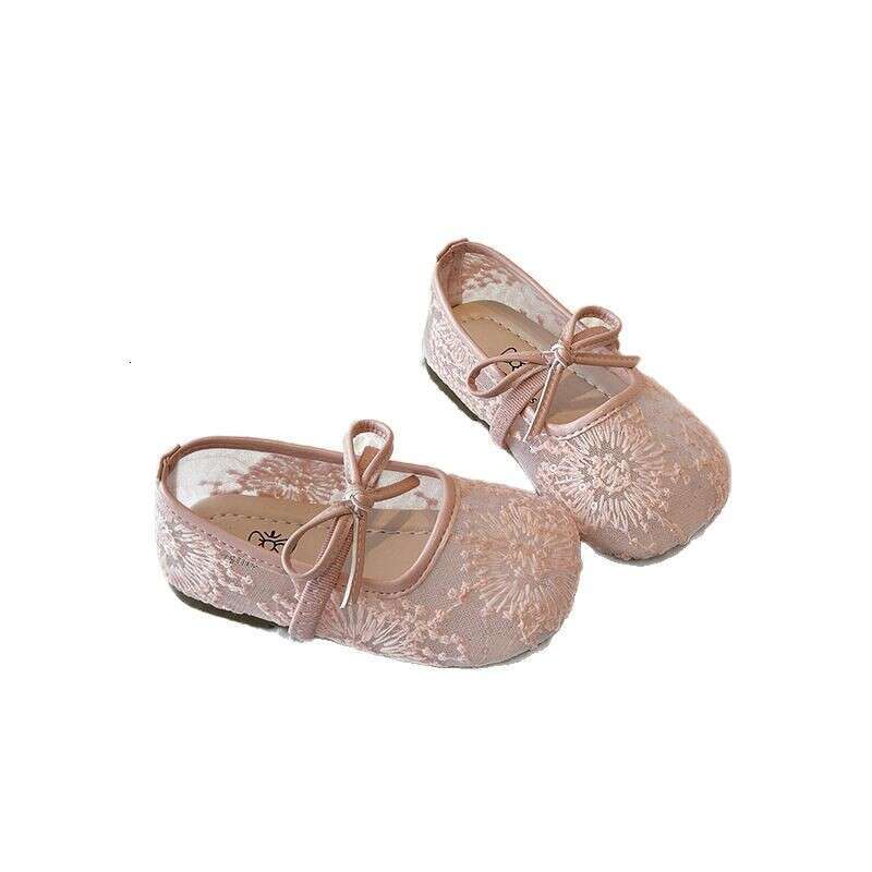 Flat Breathable Lace Mesh Single 2025 Spring Summer New Korean Style Girls' Bowknot Shallow Mary Jane Shoes