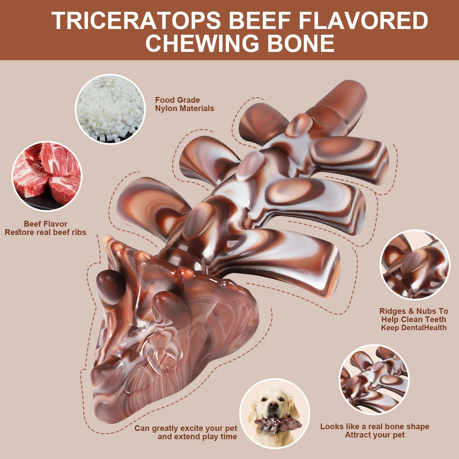 Dog Toys Beef-Flavoredfor Chewers Bone Teeth Cleaning Toy Supplies Suitable for Aggressive Chewers Large Durable Dog Chew 251219