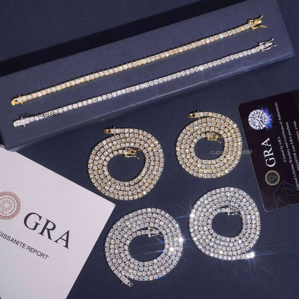 Us warehouse Fast Shipping by Diamond tester GRA certified Hip Hop jewelry Ice VVS Silica tennis chain necklace premium necklace