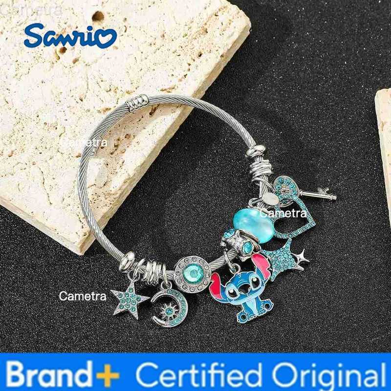 Sanrio Disney Stitch Bracelet for Women Cute Anime Cartoon Rhinestone Beaded Adjustable Portable Bangles Girl Gifts H251229