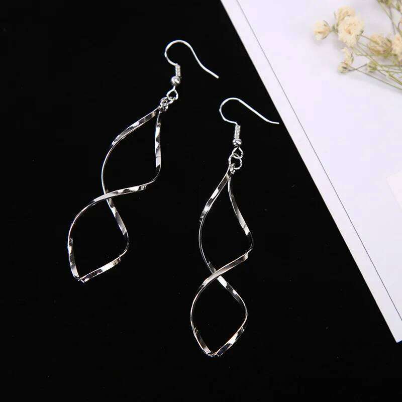 Fashion Simple Spiral Drop Earrings For Women Long Curved Wave Dangle Brincos Statement Wedding Party Jewelry C251227