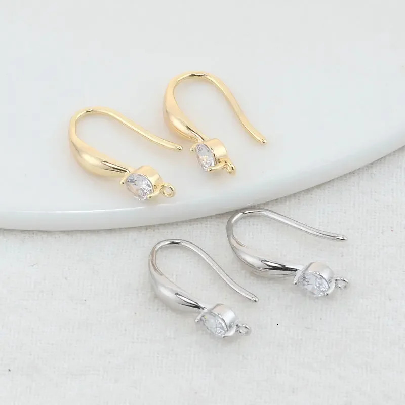 1018MM 14K Gold Plated and Zircon Stud Earring Making Supplies Hook For Jewellery Accessories 251219