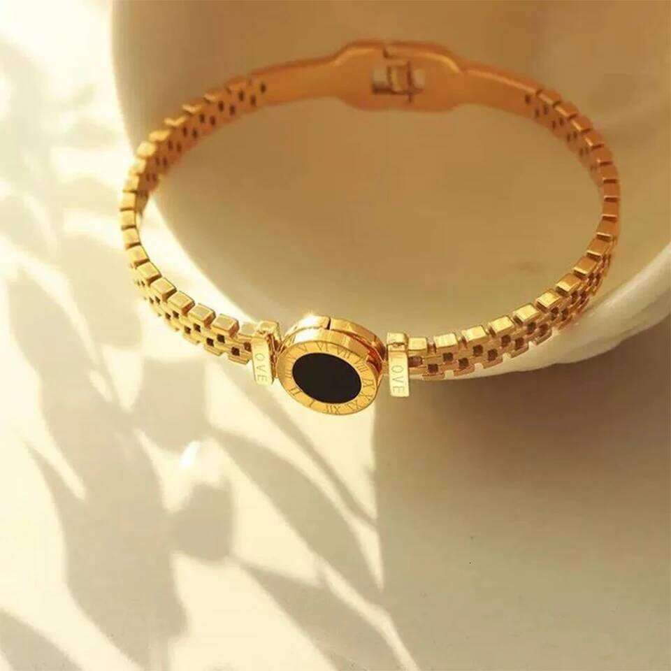 ZAKOL Fashion Roman Digital Stainless Steel Bracelet Bangles for Women Men Gold Color Watch Strap Bangle Party Jewelry Gift