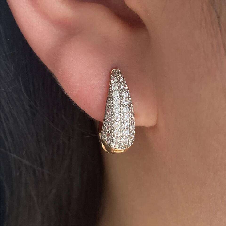 ZAKOL Hip Hop Fashion Gold Color Hoop Earrings for Girls Delicate Geometric Shiny Zirconia Party Jewelry Women's Accessories