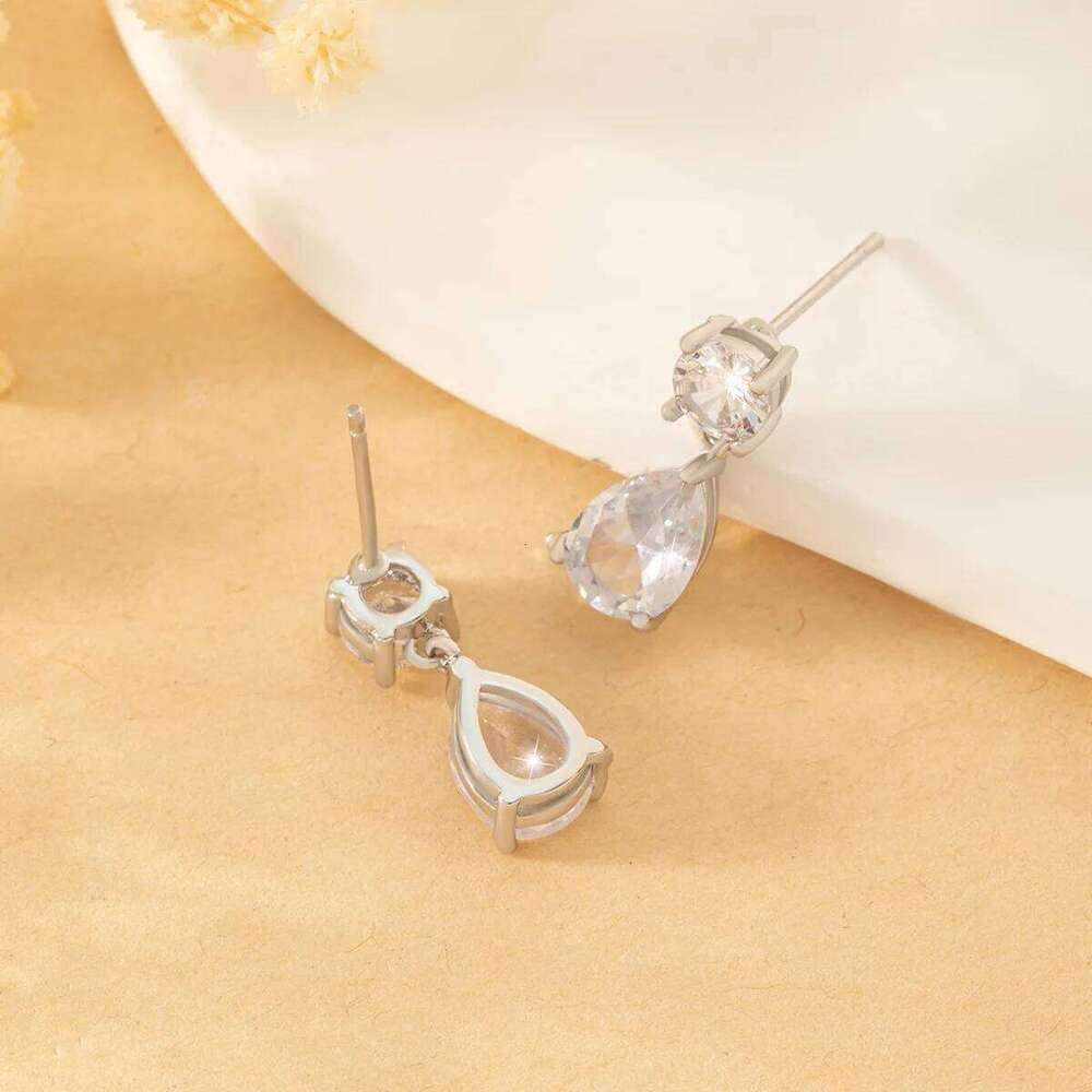 ZAKOL Luxury Transparent Zircon Water Drop Dangle Earrings for Women Shinny CZ Bridal Wedding Jewelry