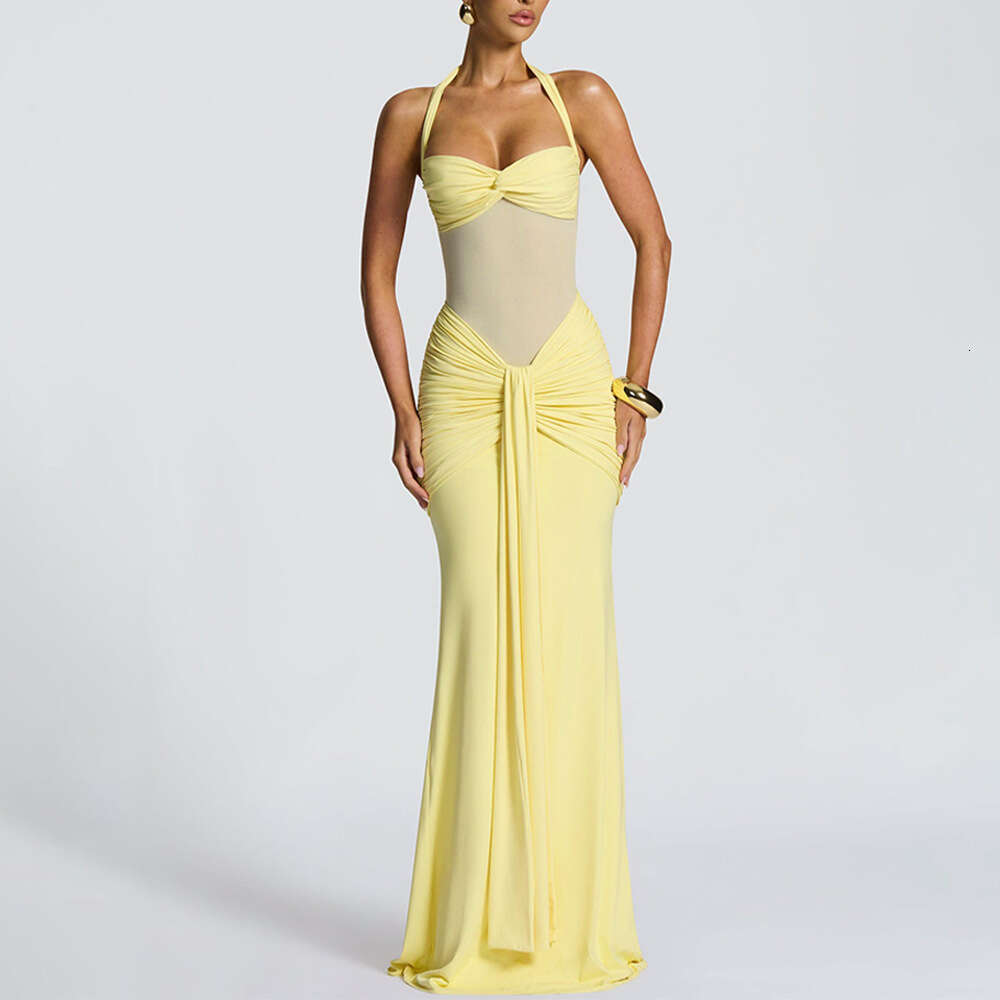 Dress for women Elegant Ruched Ribbon Fashion Bodycon Dress, 2026 New Halter Sexy Version, Prom & Event Wear