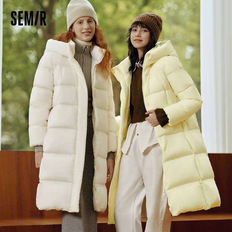 Semir Jacket Women Winter Long 90% Duck Down Waterproof Oil-Proof Stain-Proof 2025 New Solid Hooded Winter Woman Clothes