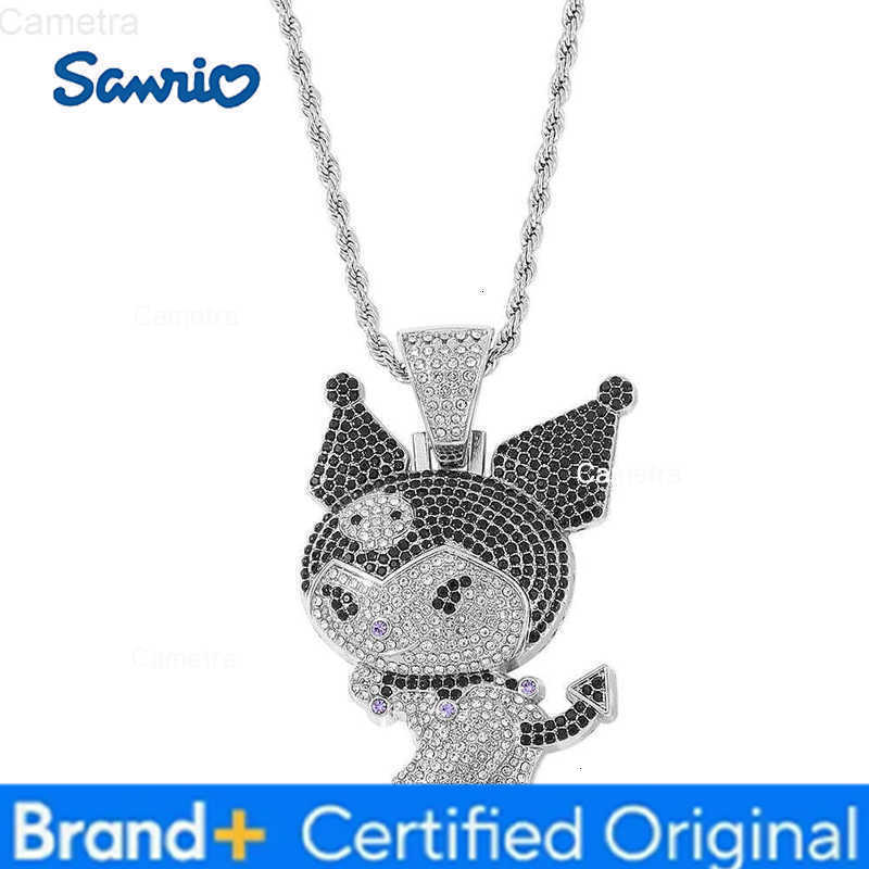 Sanrio Kuromi Rhinestone Necklace - Kawaii Anime Pendant Jewelry - Hip Hop Gothic Unisex Chain - Festival Cosplay Gift for Women H251229
