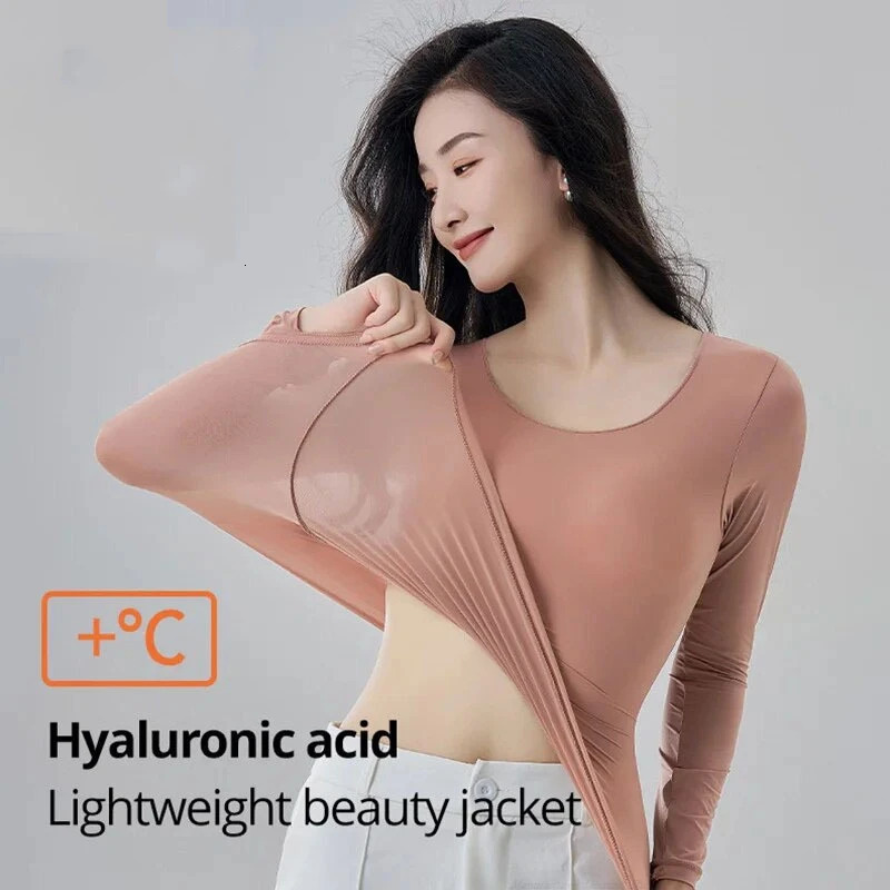 Winter Autumn Women Thermal Underwear Long Sleeves Bottoming Shirt Pullover Elastic Casual Solid Ladies Basic Tops 2025 251225