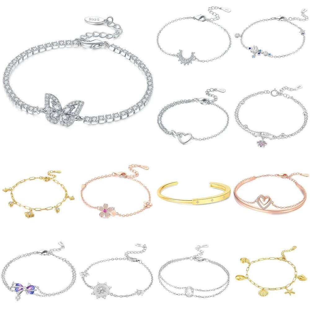 New 925 Sterling Silver Exquisite Sparkling Butterfly Insect Chain Link Women Bracelet Birthday Festival Jewelry Gifts 25H1229