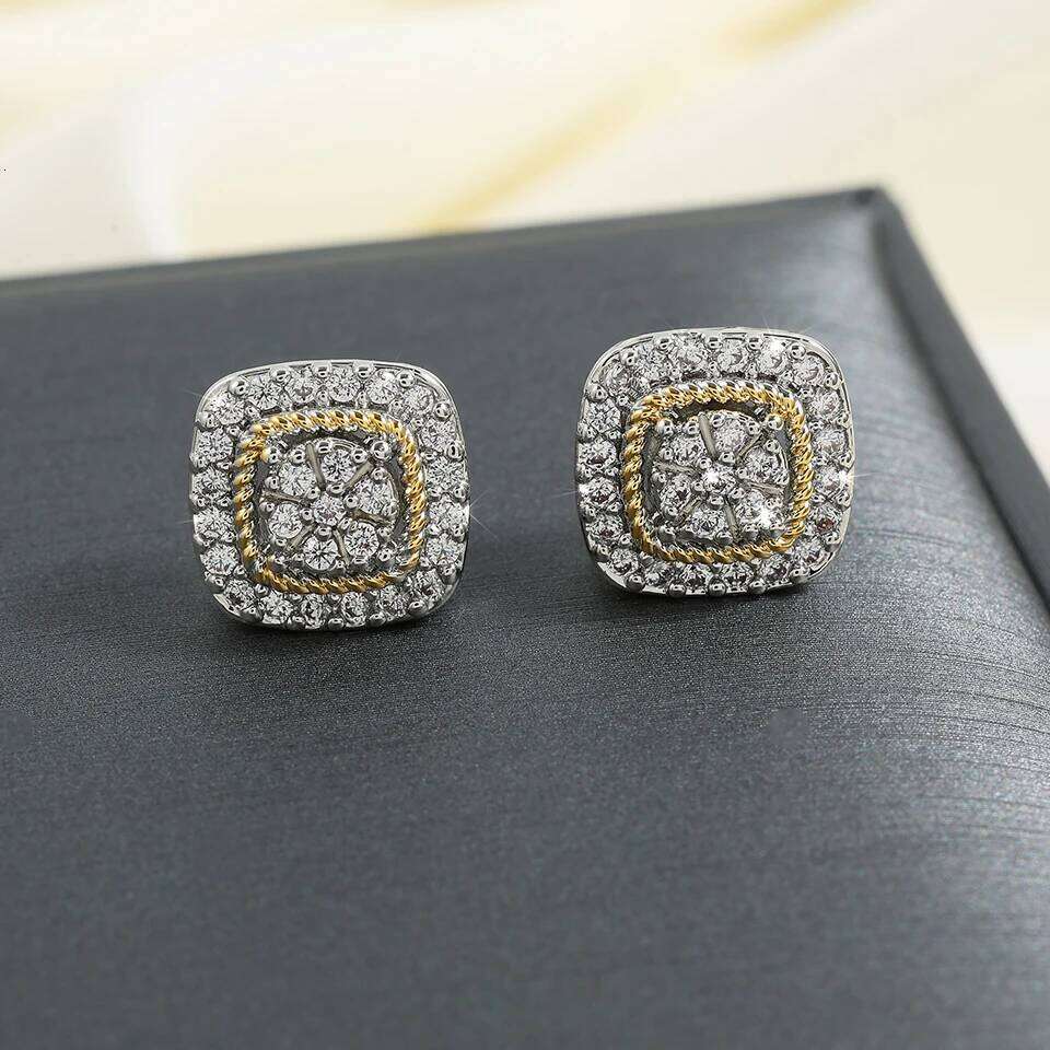 ZAKOL Brand New Arrival Buling Iced Out CZ Stud Earrings Hip Hop Rapper Geometric Round Square Zircon Women Men Ear Accessories