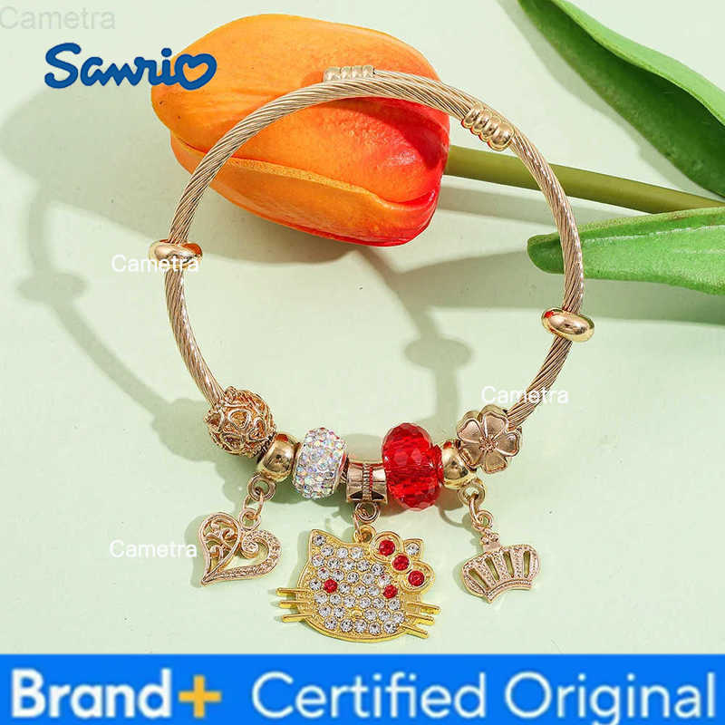 Sanrio Hello Kitty Rhinestone Bracelet Creative Cartoon KT Cat Head Portrait Pendant Bangle - Friend Jewelry Unique Gift H251229