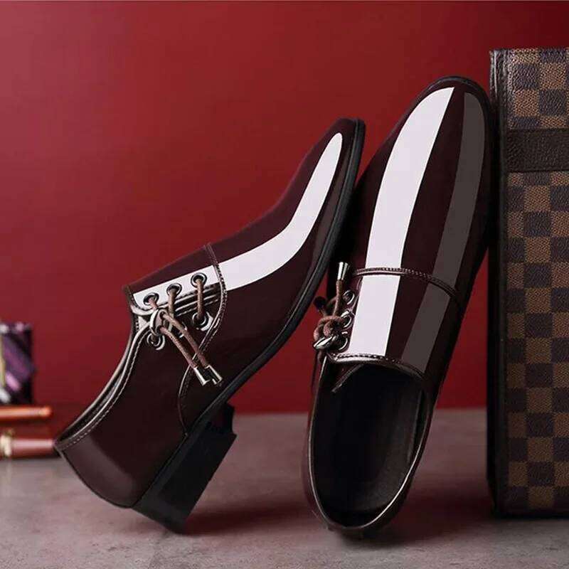 Men Leather Business Dress Shoes All-Match Casual Shock-Absorbing Footwear Wear-Resistant Plus Size LEEGO LENS