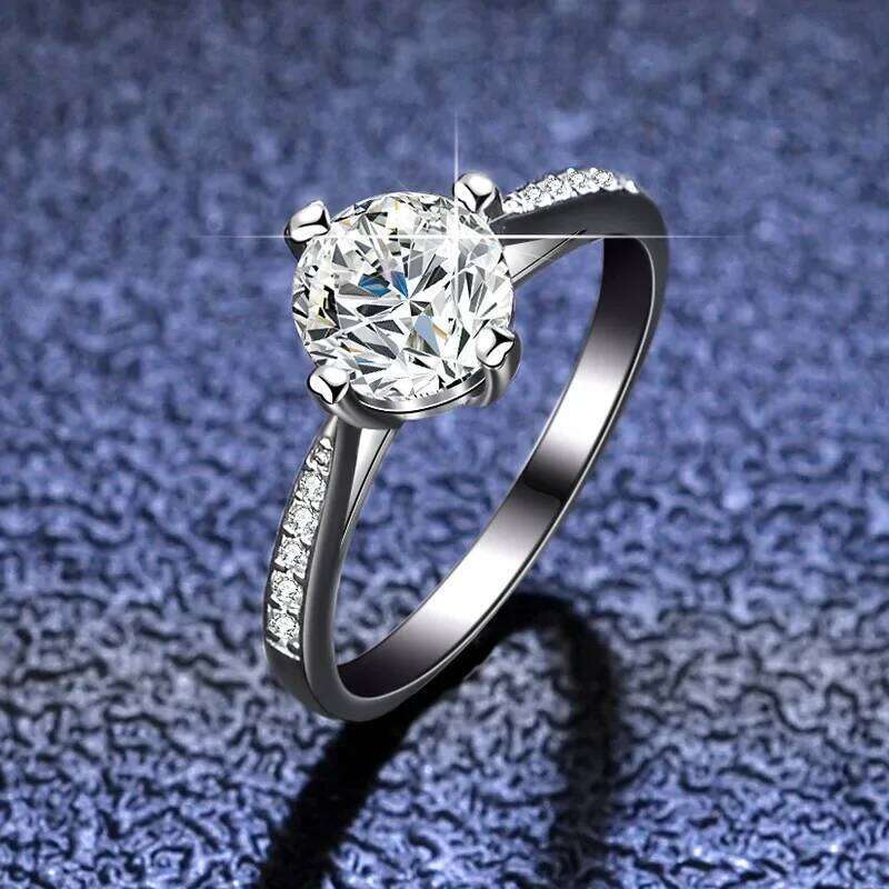 18K gold inlaid T home Moissanite PT950 platinum women's classic elegant four claw crown proposal VVS1 clarity ring cb0