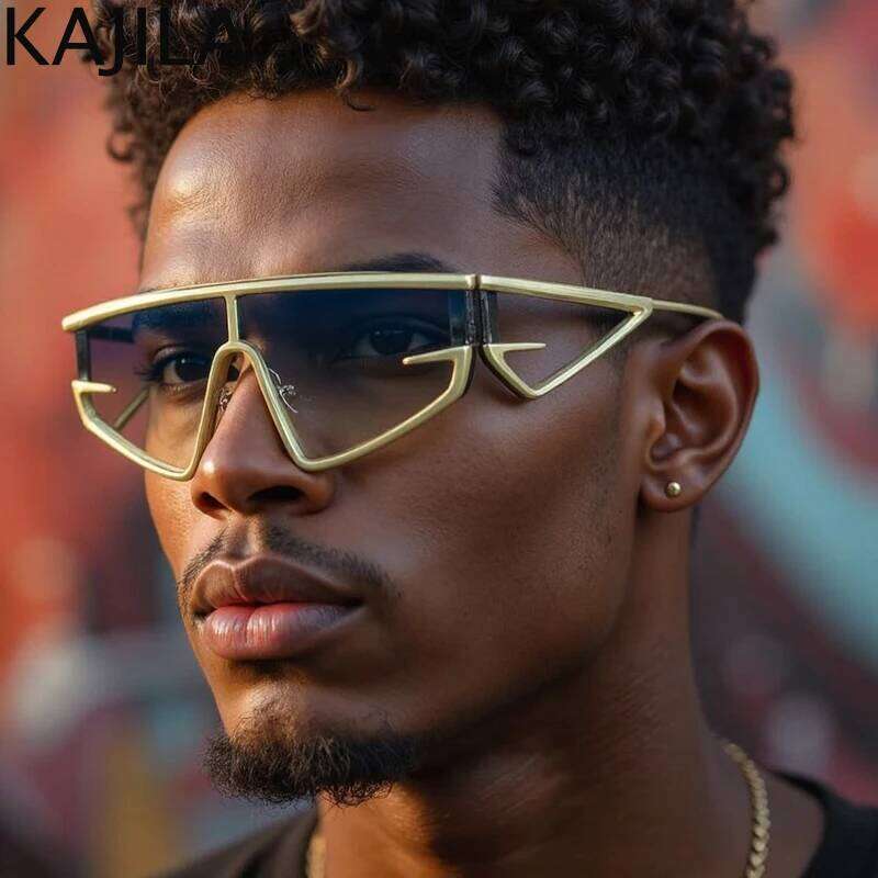 Y2k Punk Square Shield Sunglasses Men Luxury Brand Vintage Irregular Steampunk Windproof Sun Glasses For Women Shades Uv400
