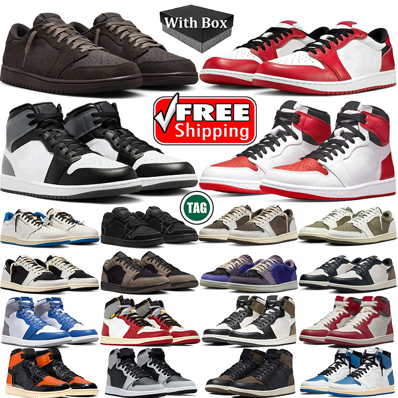 Free Shipping With box 1s low designer trainers basketball shoes men women Black Phantom unc Mocha outdoor sports sneakers Outdoor shoe 1