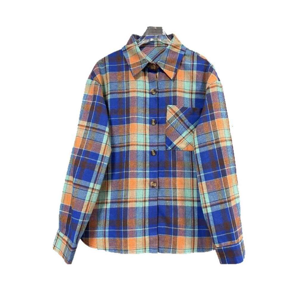 Fashion 2026 Spring Summer loose and versatile, long-sleeved checked outerwear for children