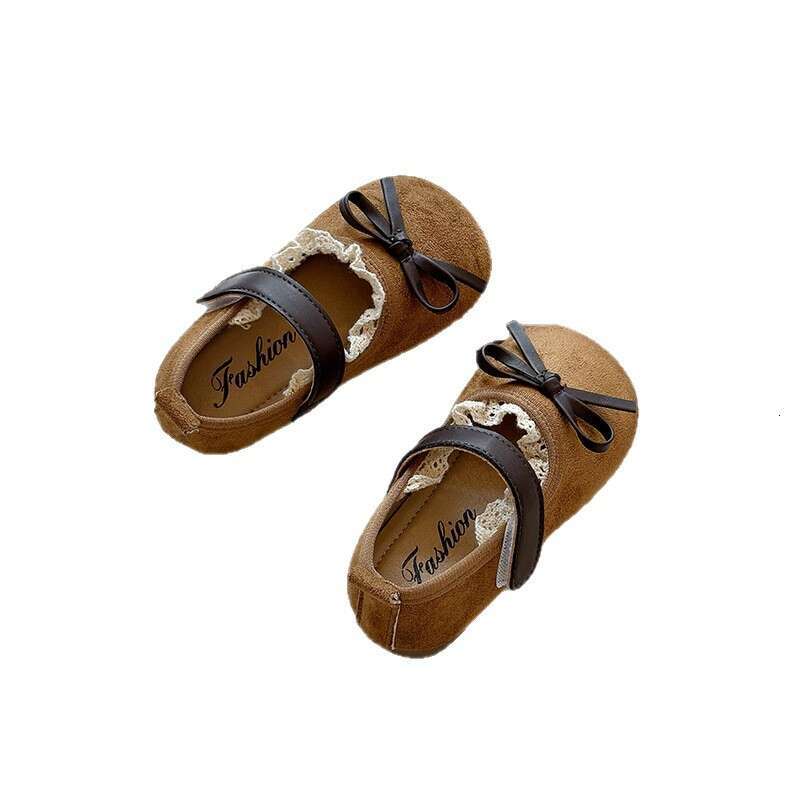 INS French Lace Edge Small Leather 2025 Autumn New Korean Style Girls' Bow Princess Soft Sole Single Shoes