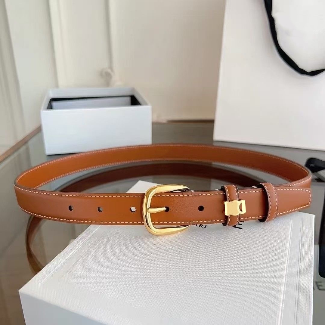 2026 women Belt Designer Genuine Leather Belt Luxury Men Belt Gold Clasp 2.5cm Fashionable Versatile Belt for Pants Jeans Dresses Matching brand lady belt