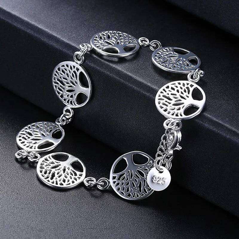 New 925 Sterling Silver Tree Of Life Bracelet For Women Engagement Jewelry Gifts 25H1229