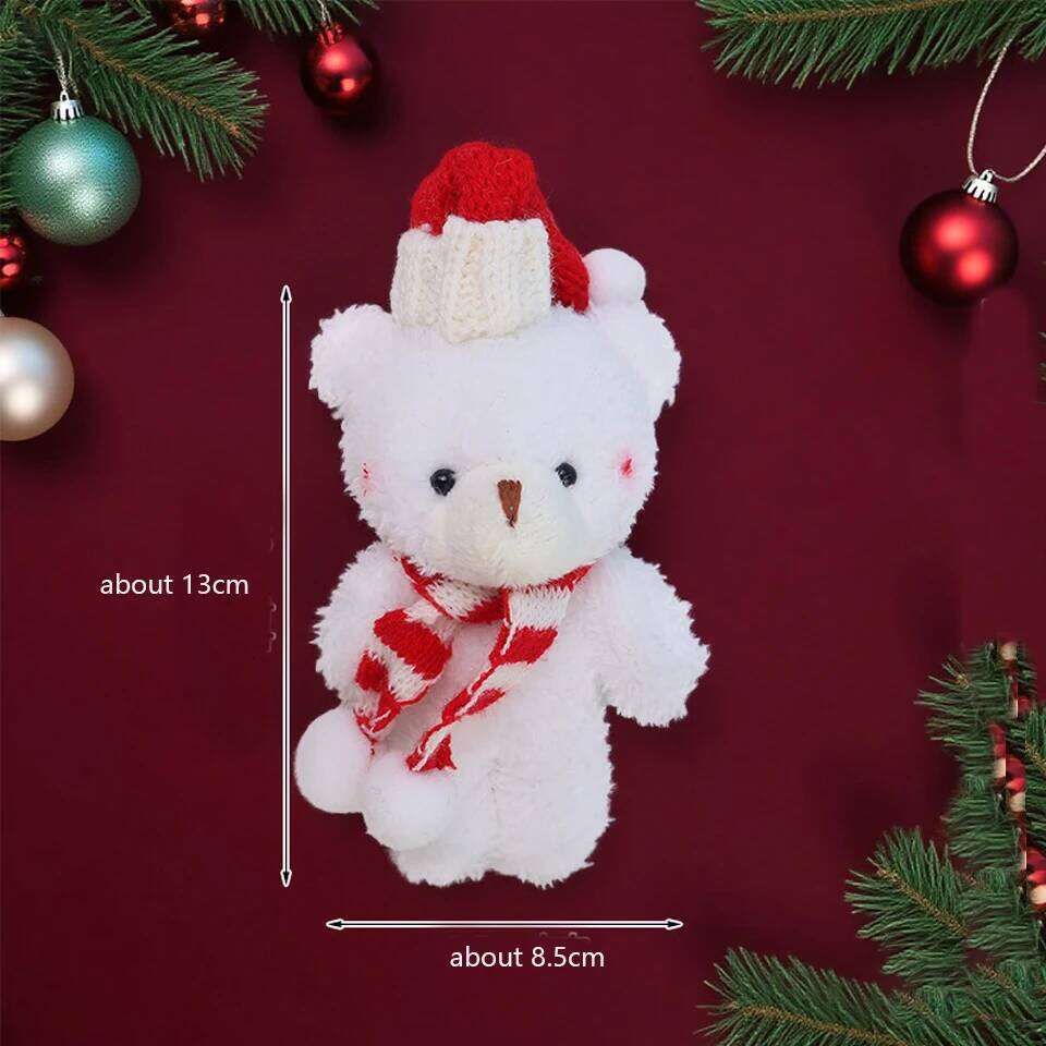 ZAKOL Cute Blush Scarf Plush Doll Keychain for Women Girls Soft Bear KeyRings Bag Christmas Tree Hanging Ornament Gift