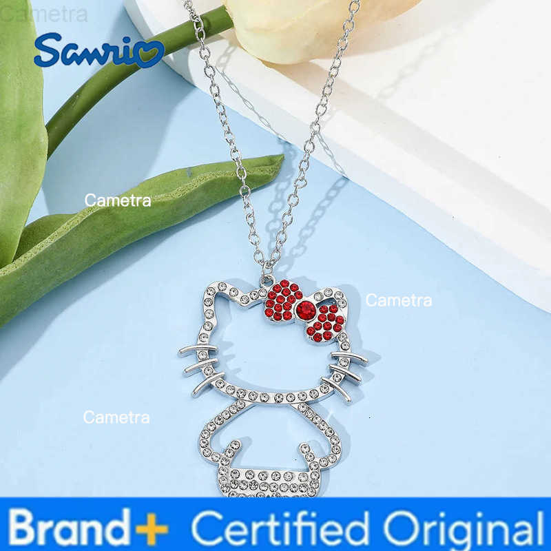 Sanrio Hello Kitty Rhinestone Bow Cute Girl Pendant Necklace Woman Clavicle Chain Pendant Gifts H251229