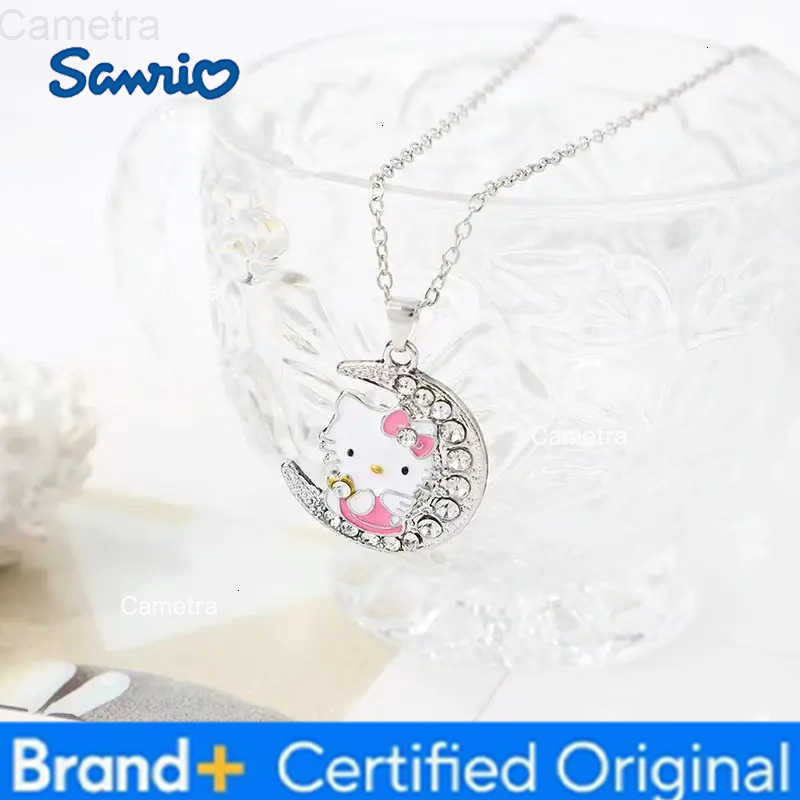 Sanrio New Hello Kitty Anime Alloy Cute Kawaii Creative Moon Style Kitten Necklace Cartoon Simple Children Pendant Holiday Gift H2512291