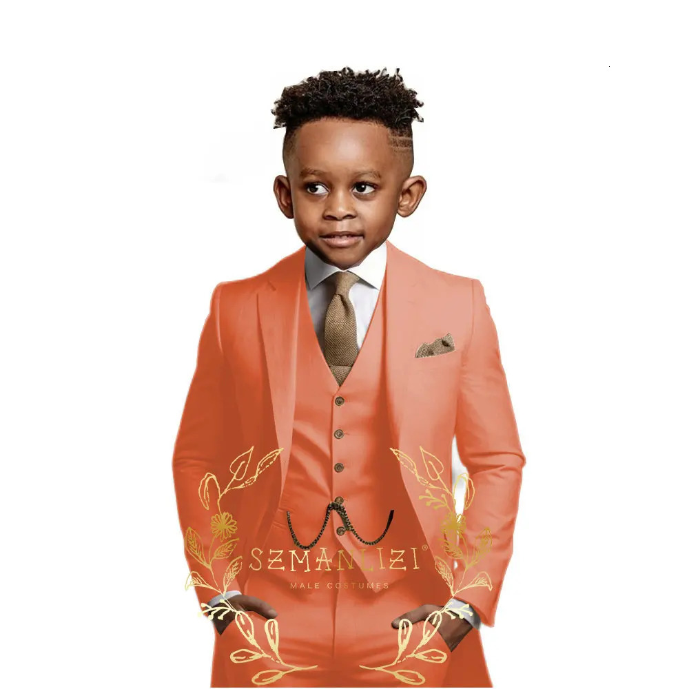 Suit Boys Wedding Tuxedo Beige Jacket Vest Pants 3 Piece Set Formal Clothes Holiday Party Blazer Kids Custom Outfit 251218
