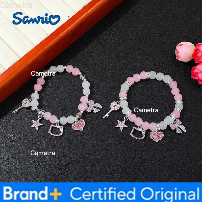 Sanrio Kawaii Hello Kitty Rhinestone Hollow Pendant Bead Bracelet Fashionable for Womens Accessories Gifts H2512291