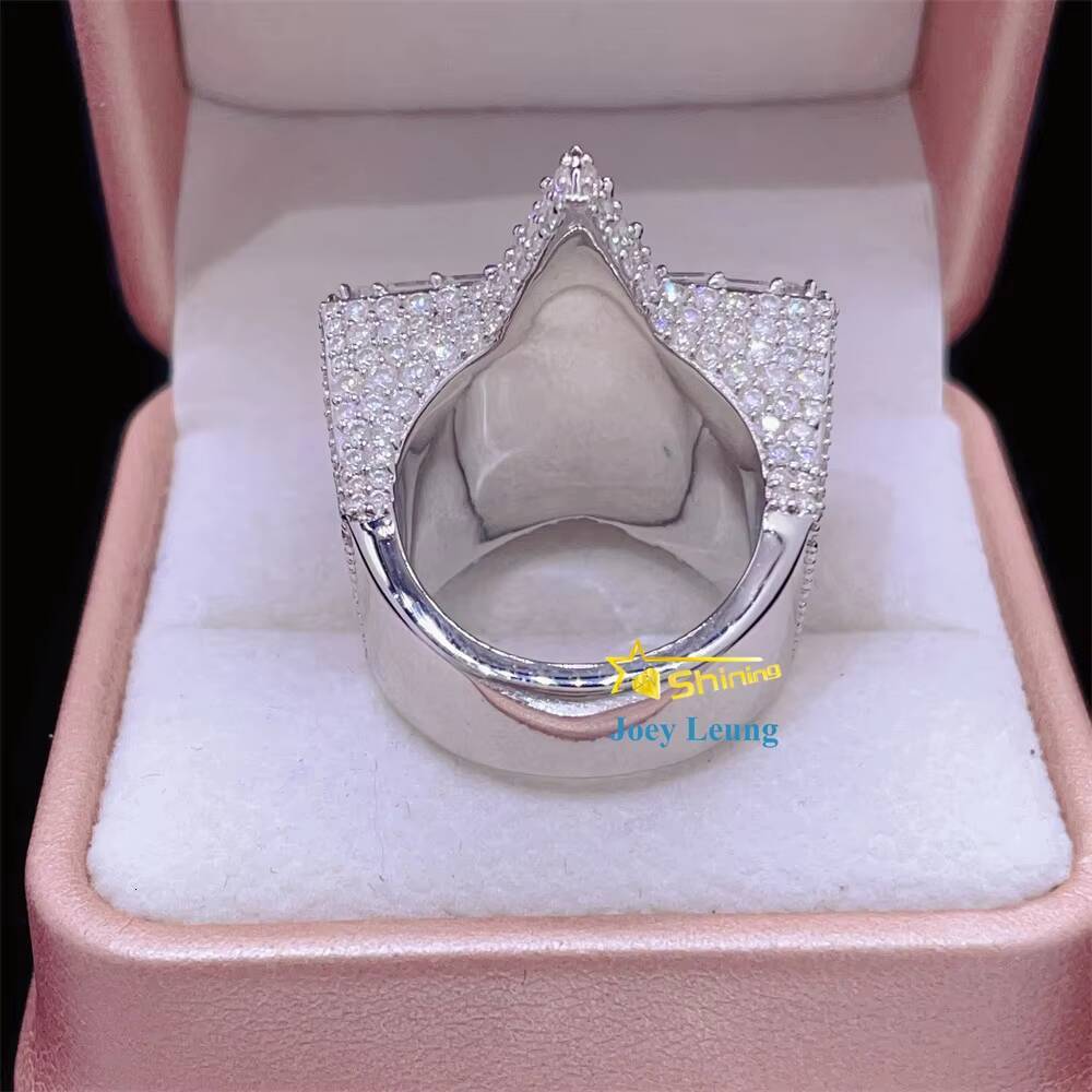 Moissanite Hip Hop Jewelry 925 Silver Gold Plated Custom Hip Hop Moissanite Men Ring Iced Out Ring