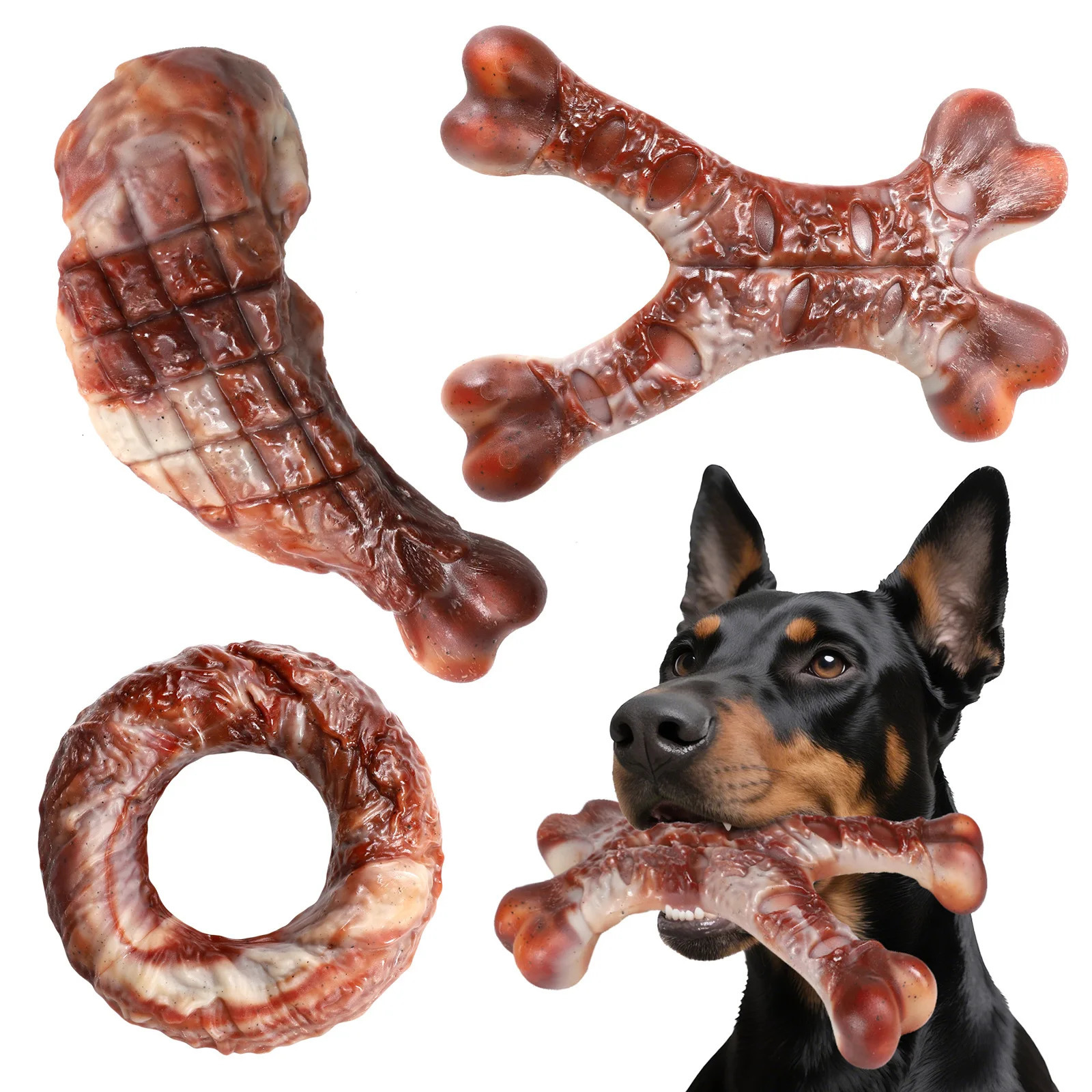 Dog Toys Beef-Flavoredfor Chewers Bone Teeth Cleaning Toy Supplies Suitable for Aggressive Chewers Large Durable Dog Chew 251219
