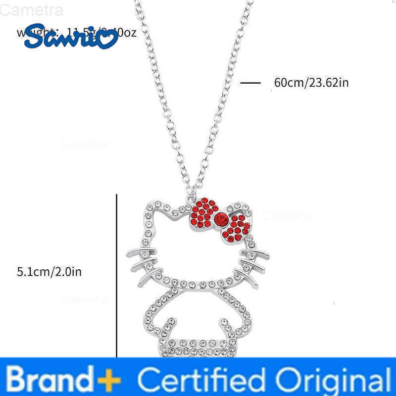 Sanrio Hello Kitty Rhinestone Bow Cute Girl Pendant Necklace Woman Clavicle Chain Pendant Gifts H251229