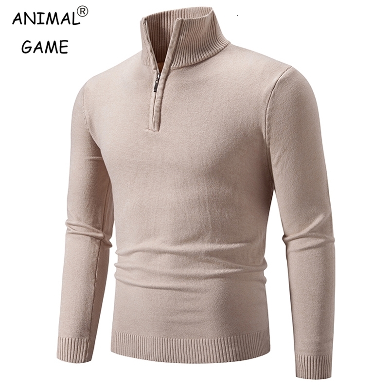 Mens Sweater Half Zipper Pullovers Winter Warm Stand Collar Turtleneck Cotton Knitted Sweater Men Solid Color Sweatwear 251223