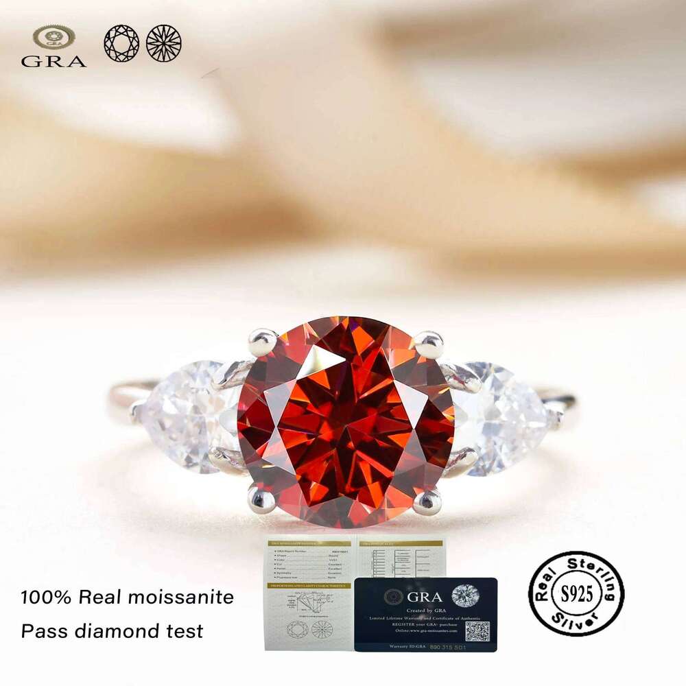 Luxury 9mm 3ct D Color Moissanite Rings Classic 4 Prong S925 Sterling Silver Fine Jewelry dating gift For Women Wedding Bands 84d