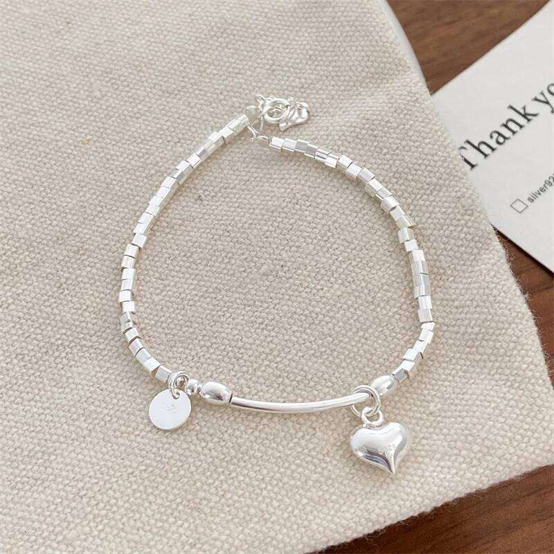 S925 Sterling Silver Simple Love Bracelet Sweet Cool Hand Decoration Geometric Square Fine Jewelry for Women Party Gifts 25H1229