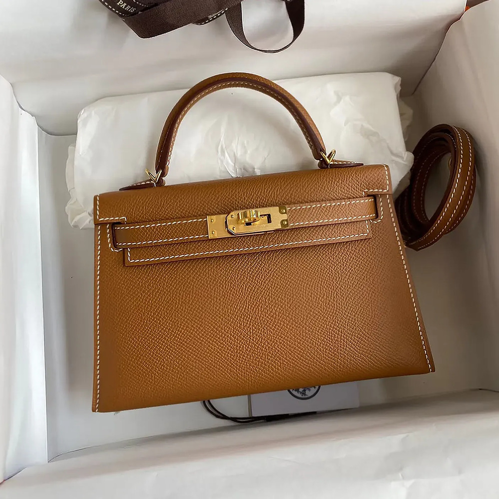 designer mini shoulder handbag luxury women crossbody genuine leather tote with lock and key top quality Full-Grain Litchi clutch bag cowhide 19cm purse