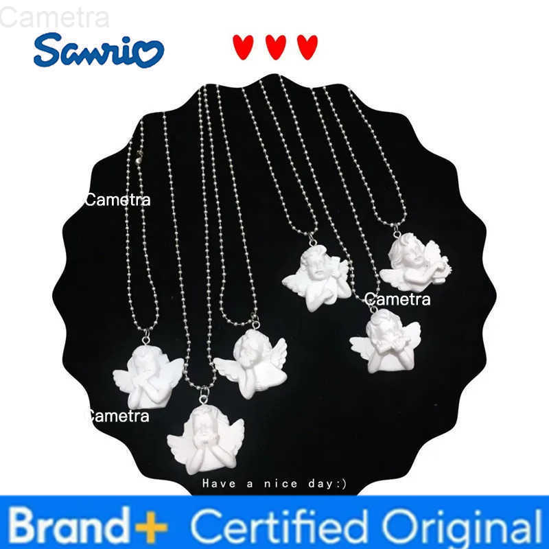 Sanrio Cute Cupid Angel Pendant Stainless Steel Necklace for Women Long Chain Baby Shaped Neck Jewelry Sweet Gifts for Friendship H251229