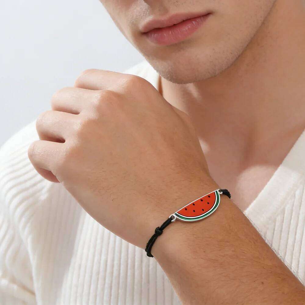 Watermelon Charm Bracelets for Women Men Stainless Steel Gold Color Hand Bracelet Fashion Waterproof Jewelry Gift 25H1229