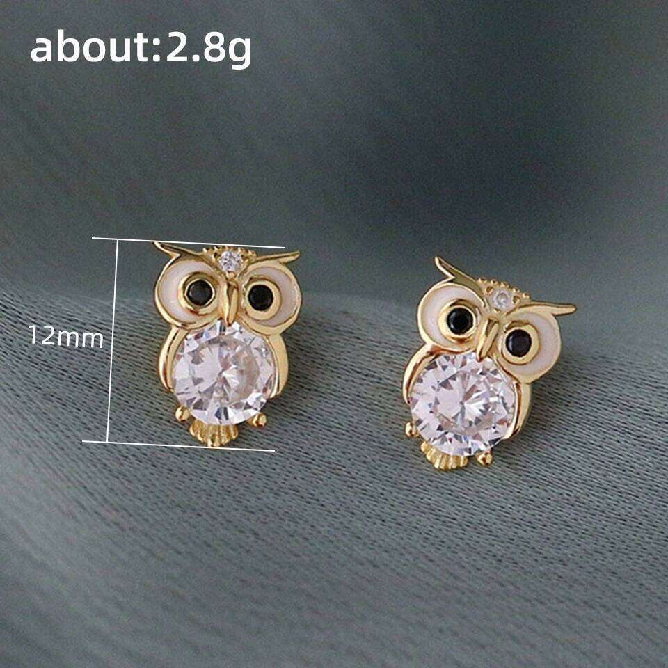 ZAKOL AAA Cubic Zirconia Gold Color Owl Stud Earrings Women for Dance Party Cute Girl Gift Luxury CZ Ear Jewelry