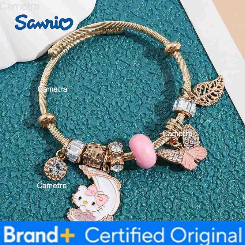 Sanrio Fashion Hello Kitty Charms Bracelet Trendy Pink Butterfly Beads Charms Bnagle for Girl Hands Accessores Gifts H251229