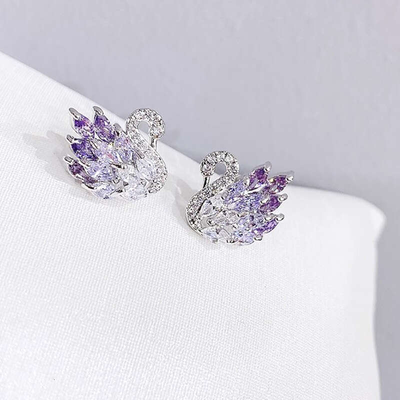 Monet Garden Gradient Light Purple Swan 2026 New Luxury Exquisite High-end Earrings Custom Jewelry