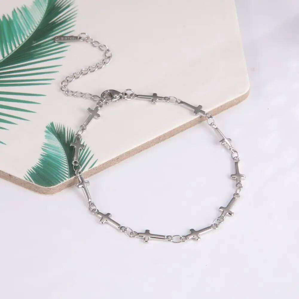Skyrim Fashion Cross Bracelet Stainless Steel Adjustable Bracelets Jesus Christian Jewelry Gift for Women Girls 25H1229